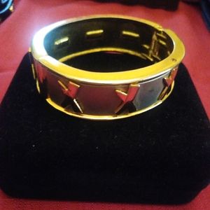 Gold and Silver x x x x hinged bracelet